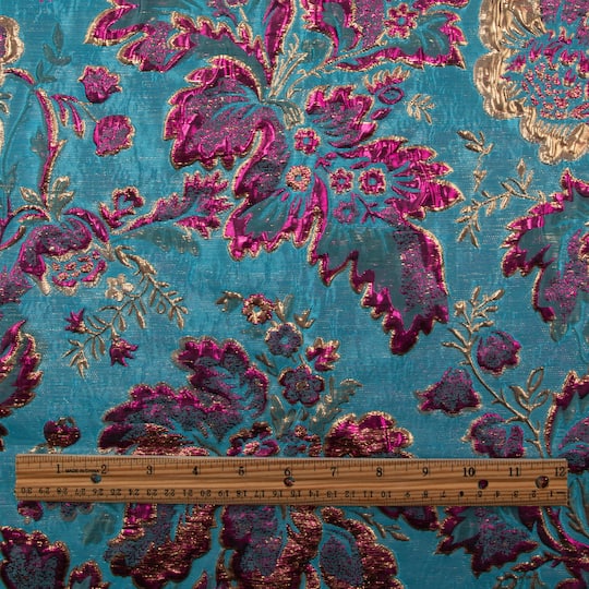 Cosplay by Yaya Han Teal 3D Floral Brocade Fabric